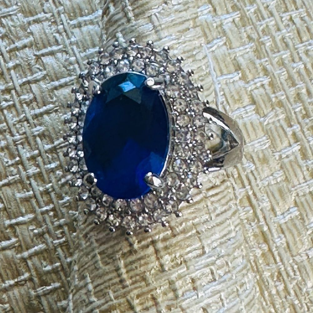 NEW⭐️⭐️⭐️⭐️⭐️HUGE BLUE Tanzanite RING DOUBLE ENCASED W CZ DIAMONDS BLING - Picture 2 of 7